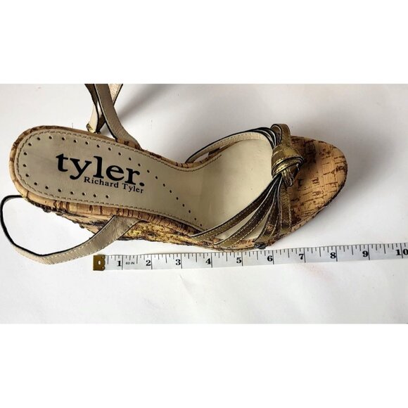 Richard Tyler Wedges Beads Embroidery Brown and Gold Sandals Size 6.5 - Picture 14 of 14